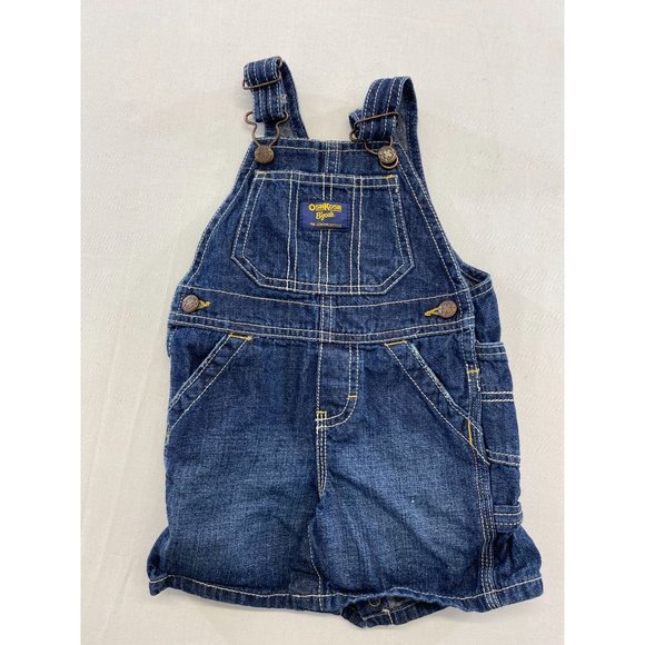 Oshkosh B'gosh Denim Shortalls Size 9 Months Cotton Jeans Short Overalls